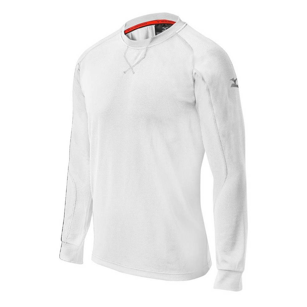 Mizuno Men's Comp Long Sleeve Training Shirt Baseball Tops White (350504-RHD)